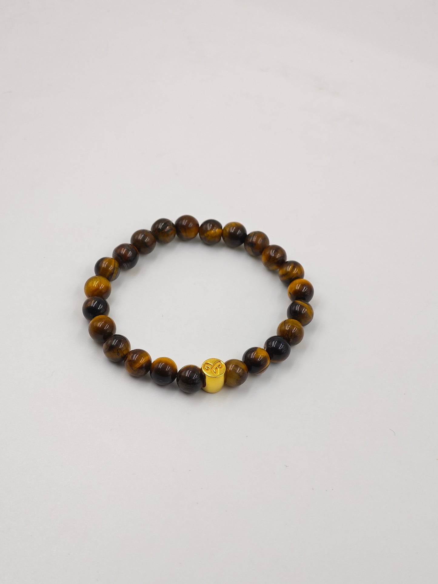 YELLOW TIGER EYE BEADED BAND WITH SILVER G.OA.T SIGNATURE DRUM GOLD PLATTED
