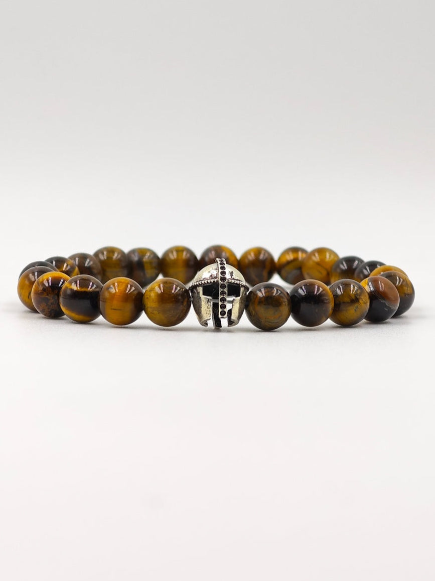 YELLOW TIGER EYE WITH SILVER WARRIOR CAP CLASP