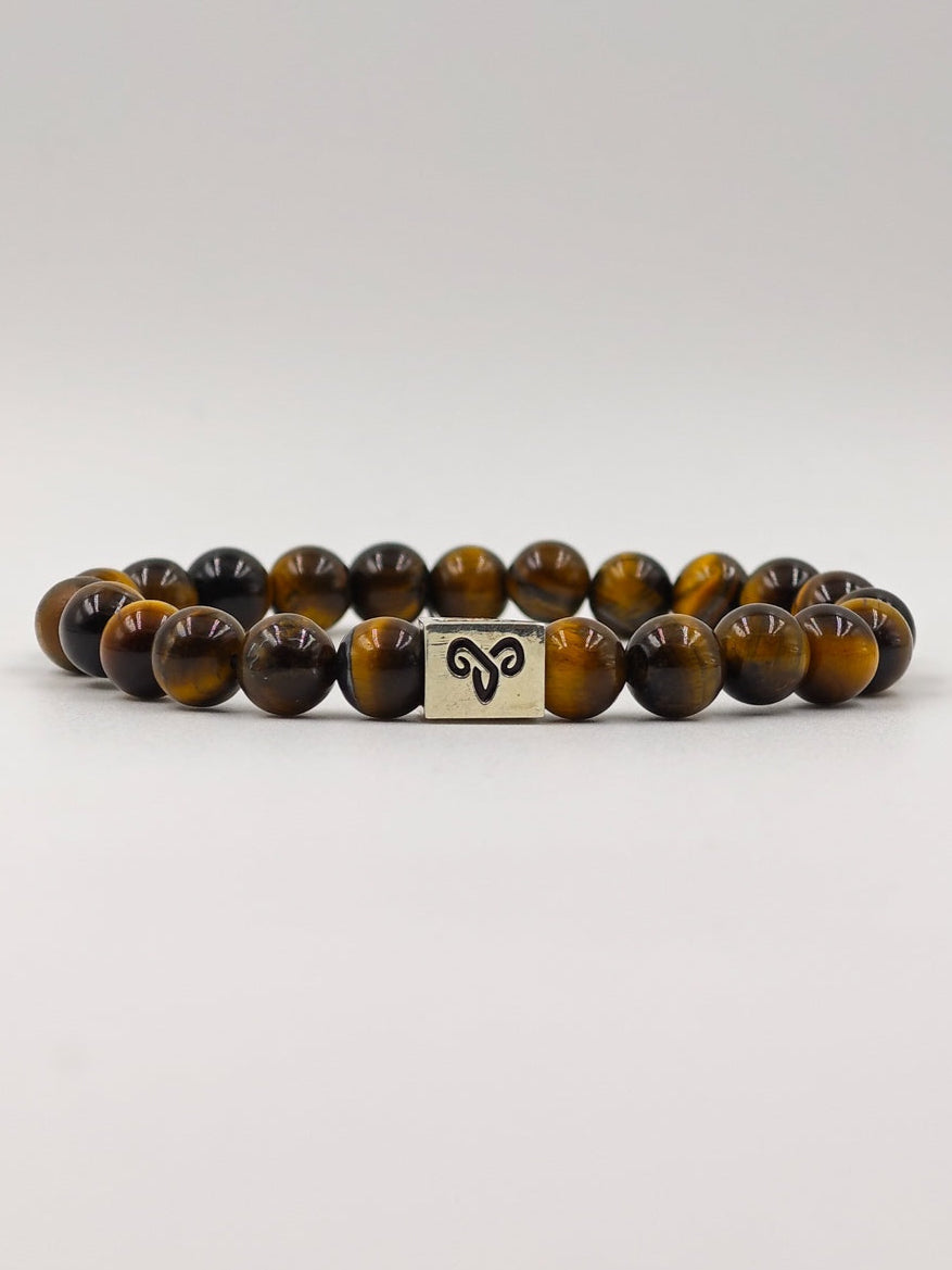 YELLOW TIGER EYE WITH SILVER G.O.A.T SIGNATURE RECTANGLE DRUM CLASP