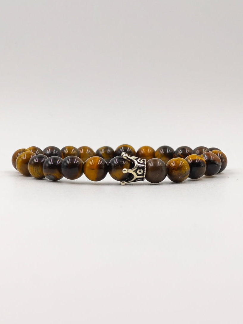 YELLOW TIGER EYE WITH SILVER CROWN CLASP