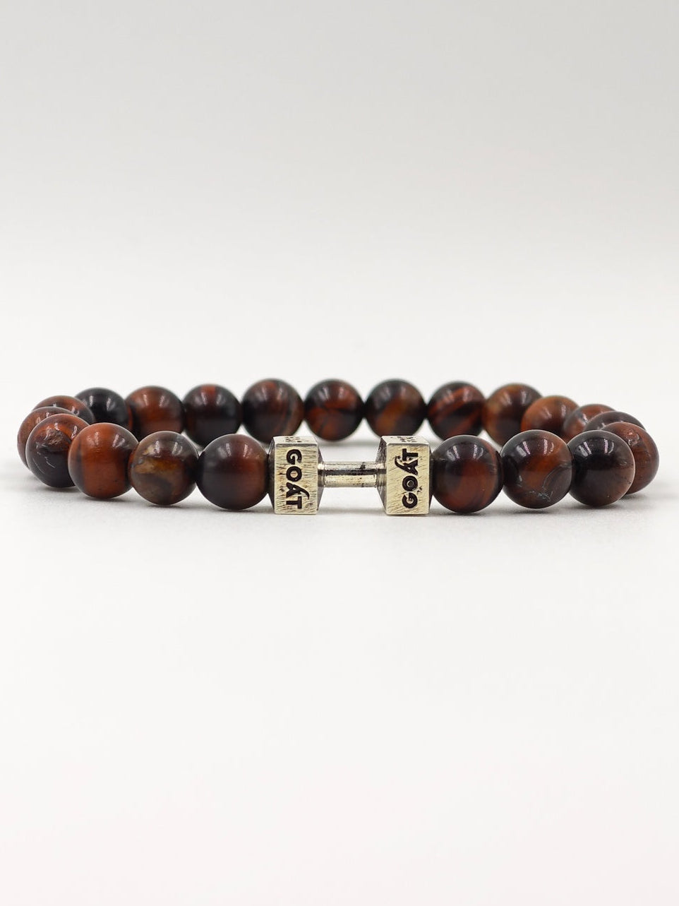 RED TIGER EYE WITH SILVER G.O.A.T SIGNATURE DUMBLE CLASP