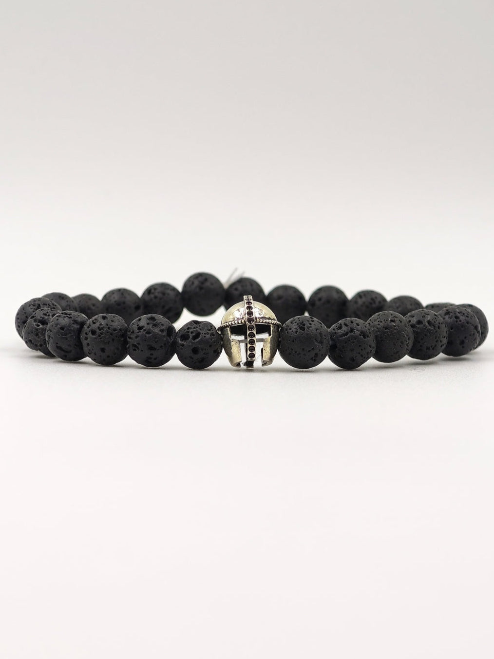 LAVA BEADED BAND WITH SILVER WARRIOR CLASP