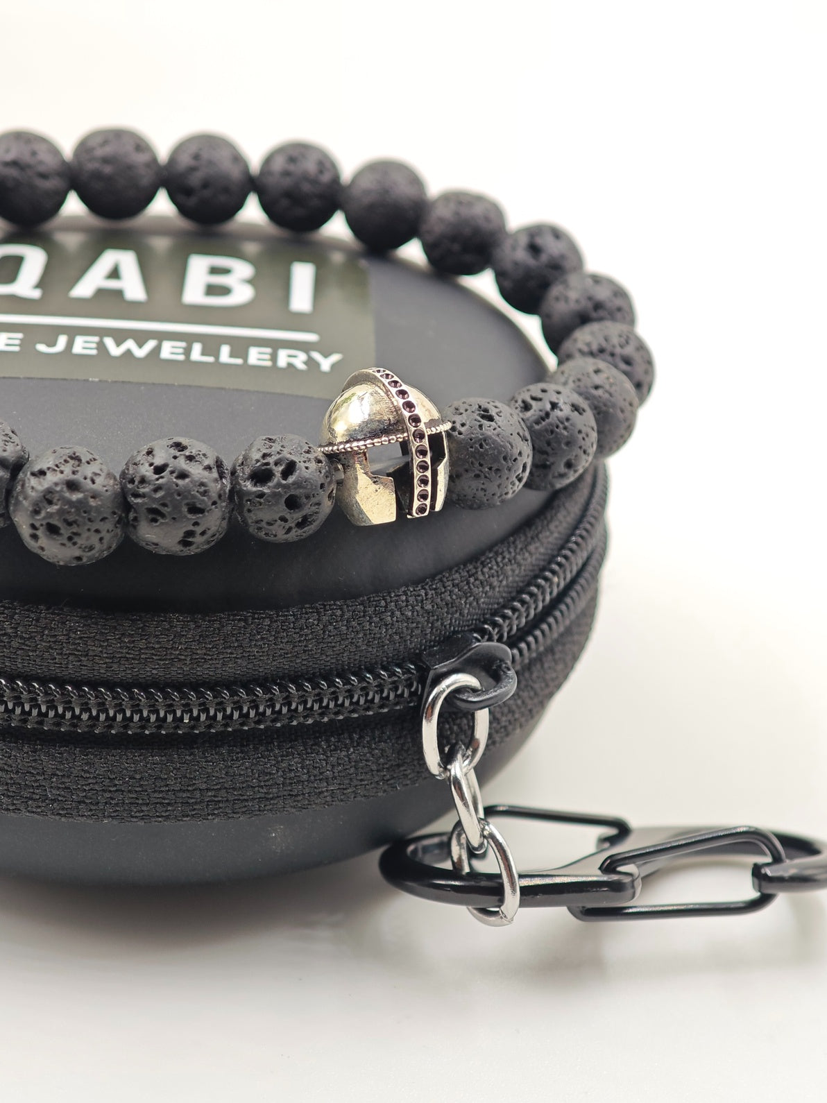 LAVA BEADED BAND WITH SILVER WARRIOR CLASP