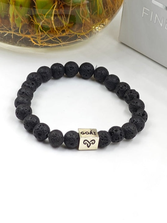 LAVA BEADED BAND WITH SILVER G.O.A.T SIGNATURE RECTANGLE CLASP
