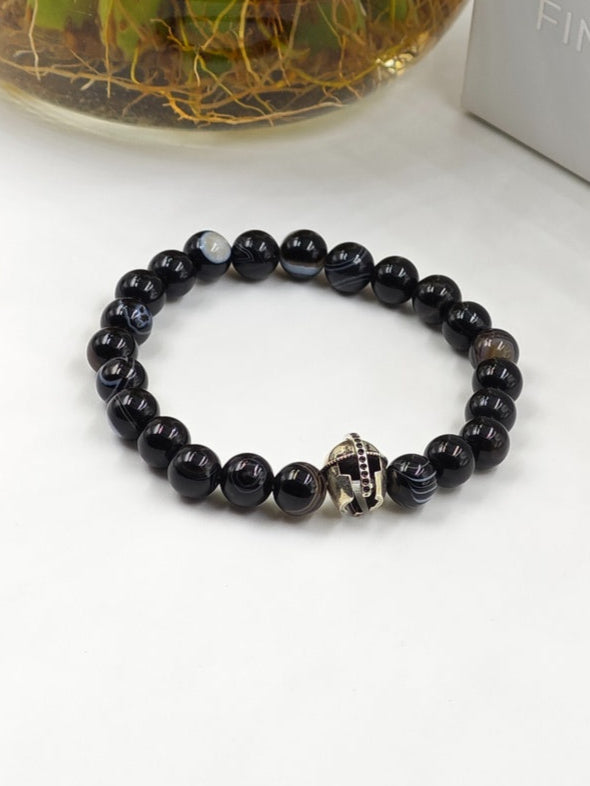 HAQUIQ BEADED BAND WITH SILVER WARRIOR CLASP