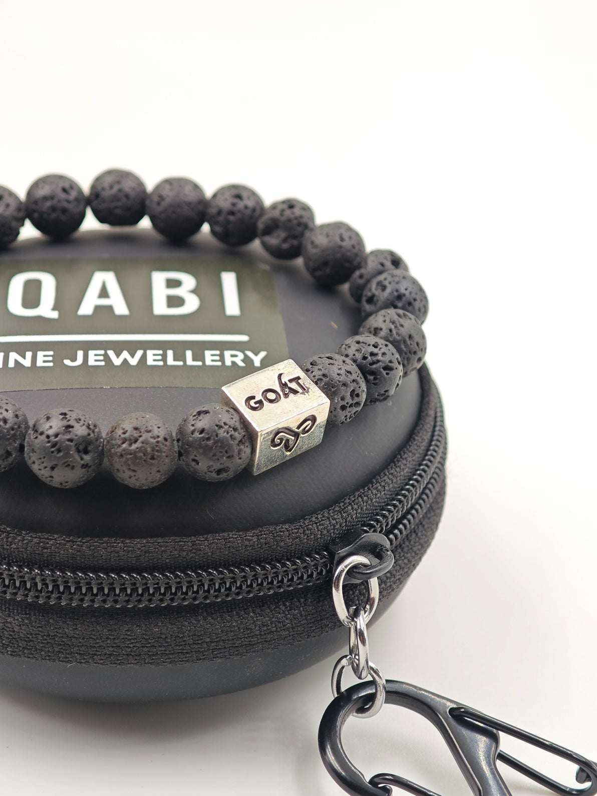 LAVA BEADED BAND WITH SILVER G.O.A.T SIGNATURE RECTANGLE CLASP