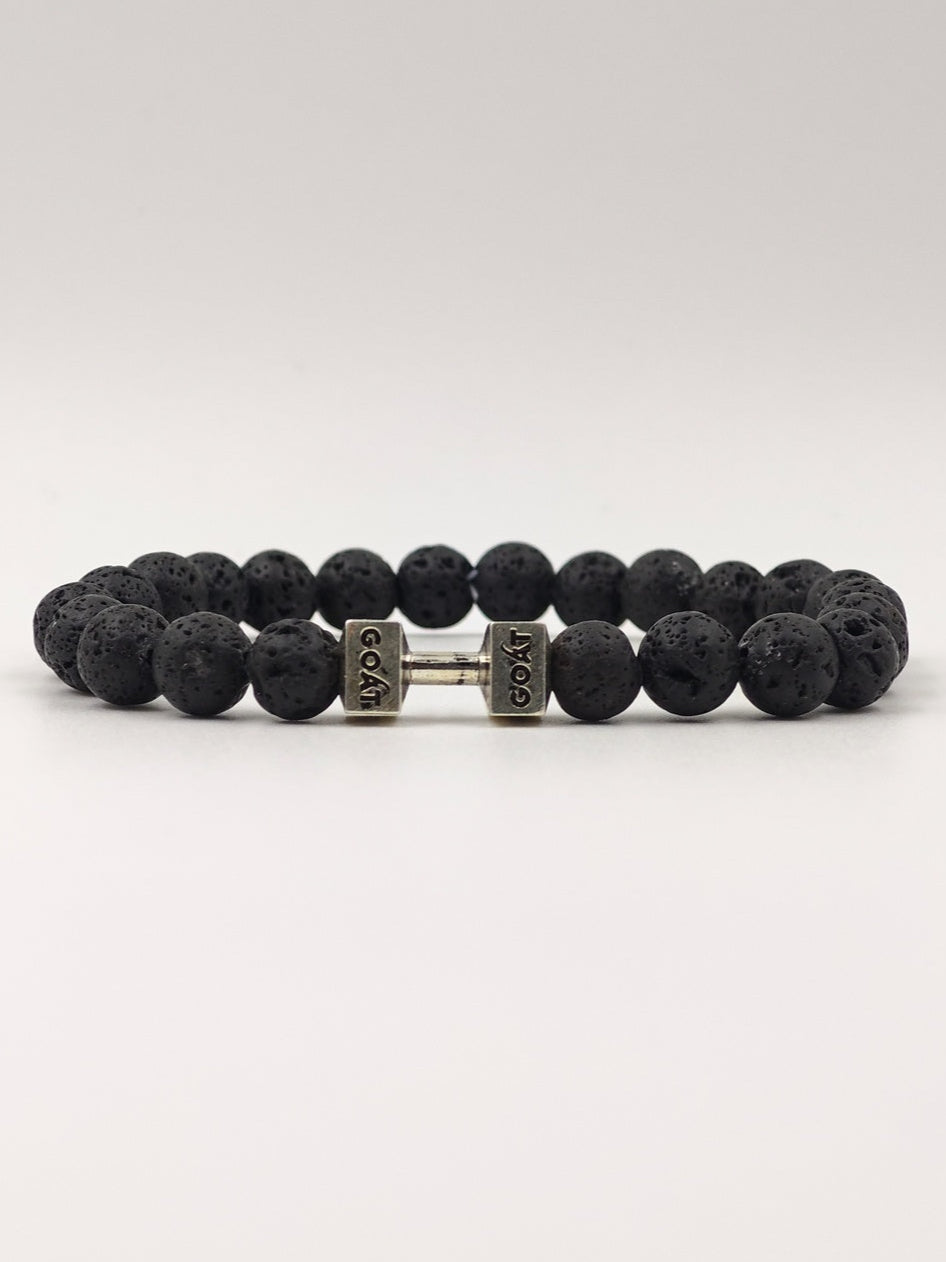 LAVA BEADED BAND WITH SILVER G.O.A.T SIGNATURE DUMBLE CLASP
