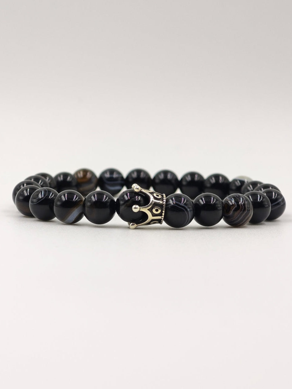 HAQUIQE BEADED BAND WITH SILVER CROWN CLASP
