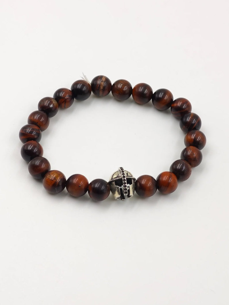 RED TIGER EYE WITH SILVER WARRIOR CLASP