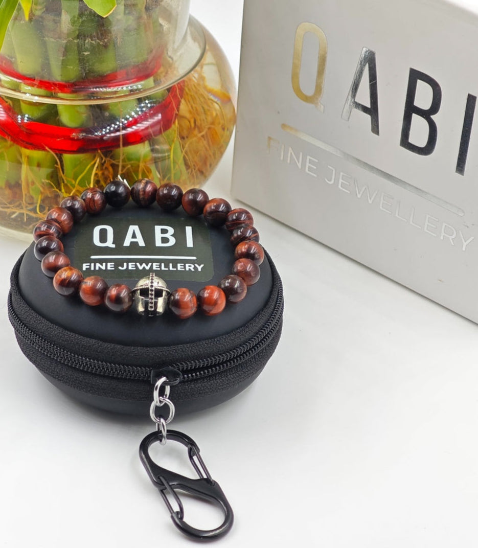 RED TIGER EYE WITH SILVER WARRIOR CLASP
