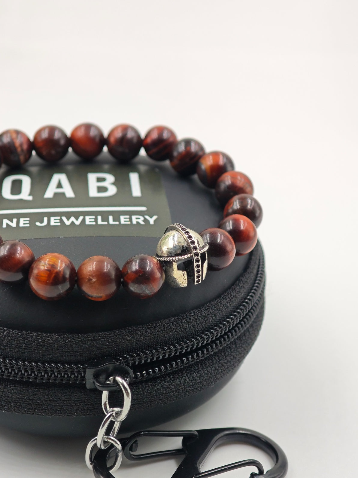 RED TIGER EYE WITH SILVER WARRIOR CLASP