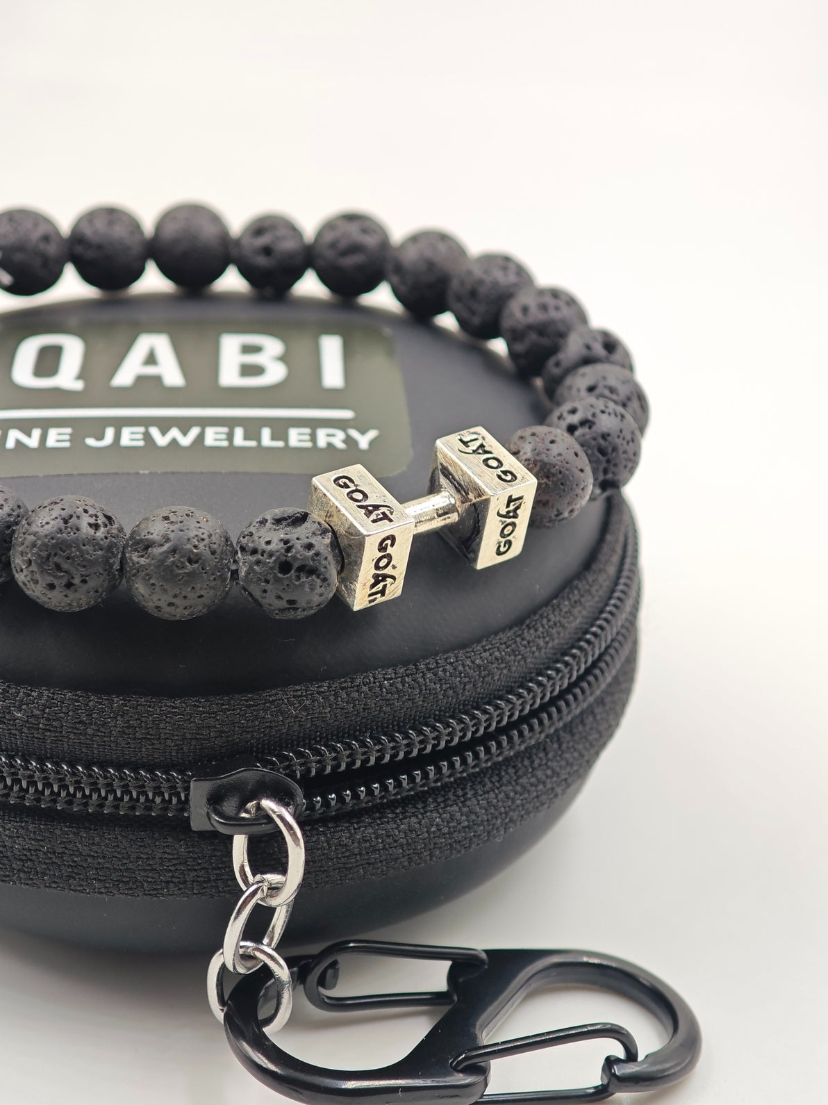 LAVA BEADED BAND WITH SILVER G.O.A.T SIGNATURE DUMBLE CLASP