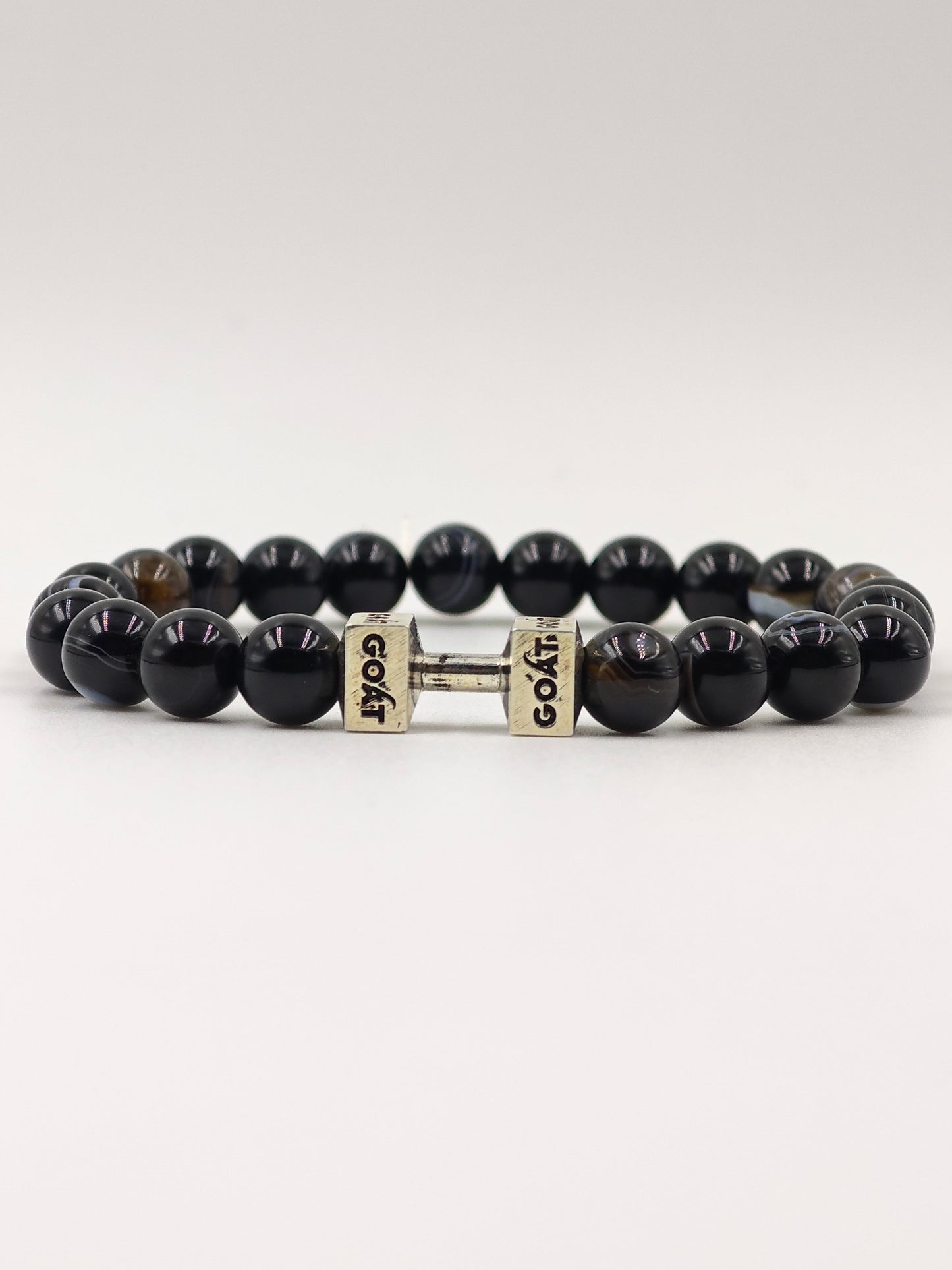 HAQUIQ BEADED BAND WITH SILVER G.O.A.T SIGNATURE DUMBLE CLASP