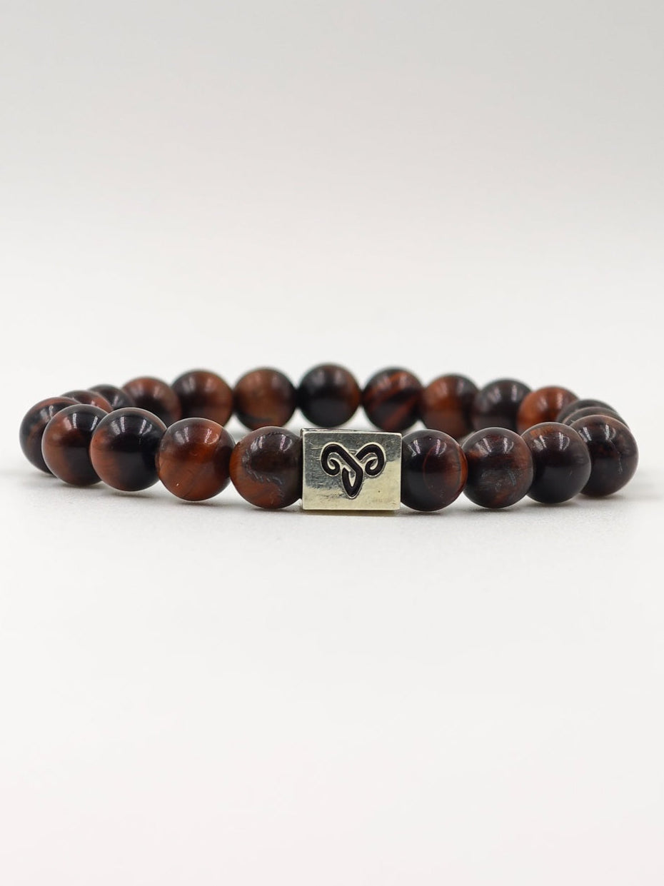 RED TIGER EYE WITH SILVER G.O.A.T SIGNATURE RECTANGLE DRUM CLASP