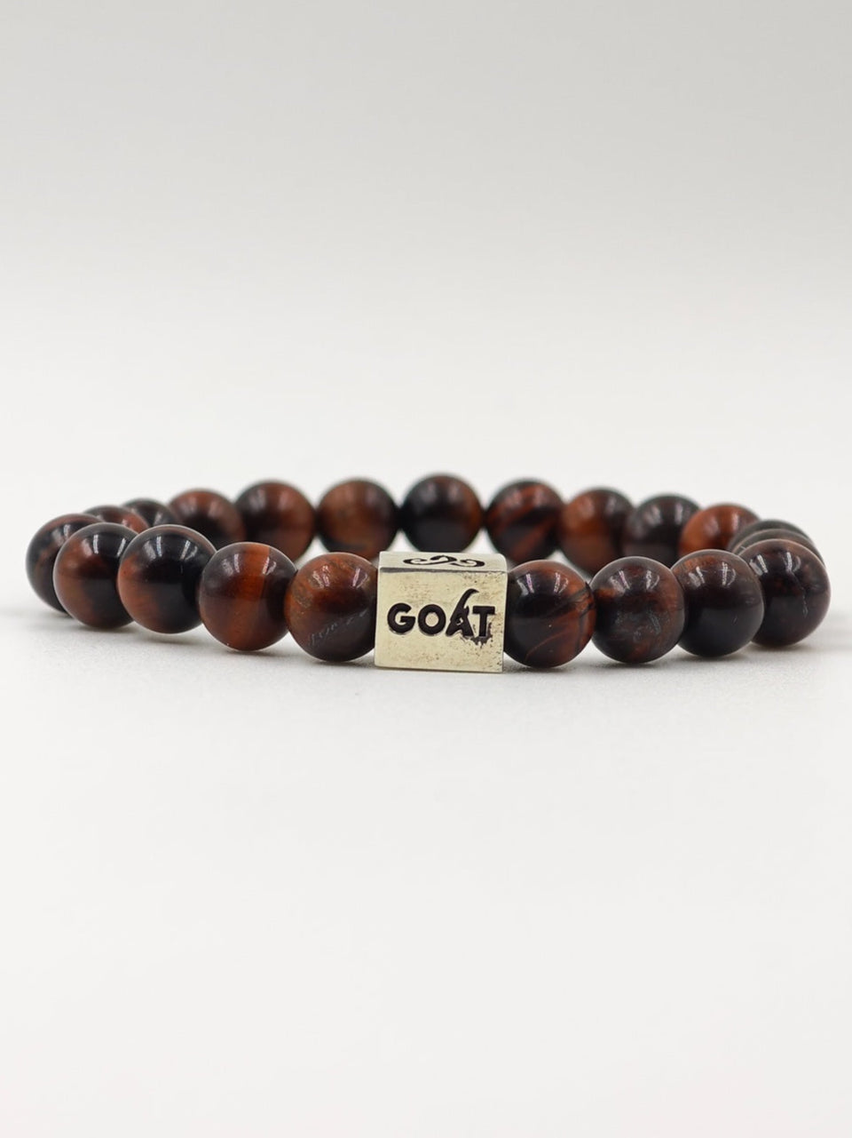 RED TIGER EYE WITH SILVER G.O.A.T SIGNATURE RECTANGLE DRUM CLASP