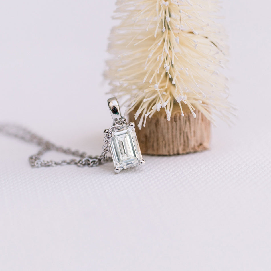 Emerald Cut Solitaire Necklace