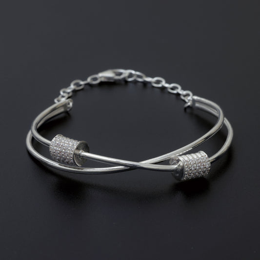 Bangle Bracelet with Adjustable Chain Fish Lock