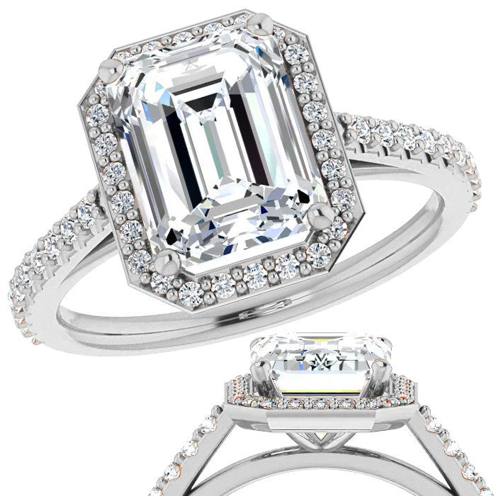 Emerald Cut Petite Halo Ring