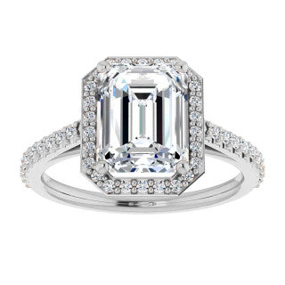 Emerald Cut Petite Halo Ring