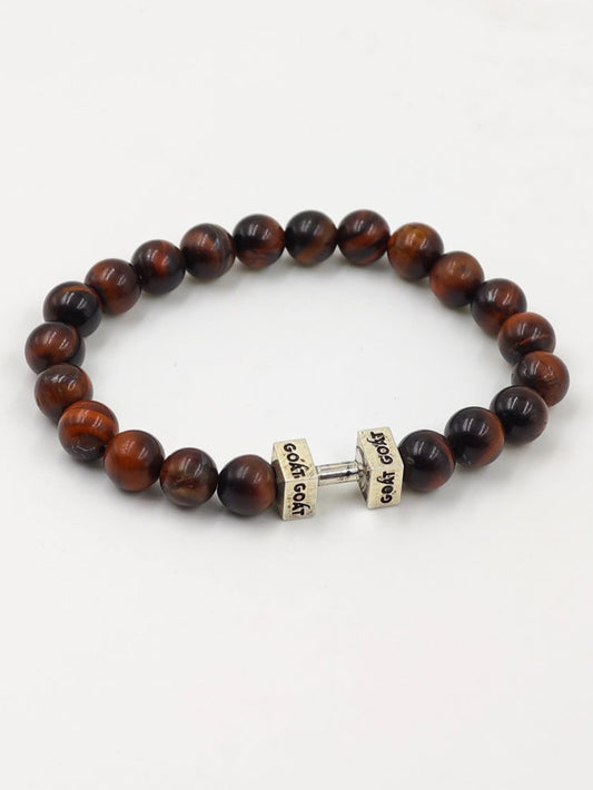 RED TIGER EYE WITH SILVER G.O.A.T SIGNATURE DUMBLE CLASP
