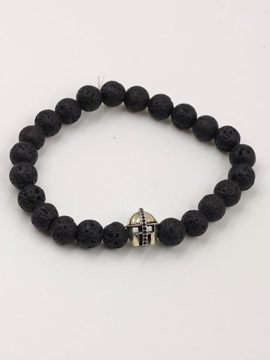 LAVA BEADED BAND WITH SILVER WARRIOR CLASP
