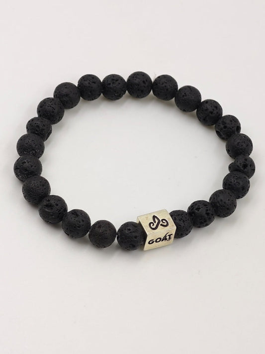 LAVA BEADED BAND WITH SILVER G.O.A.T SIGNATURE RECTANGLE CLASP