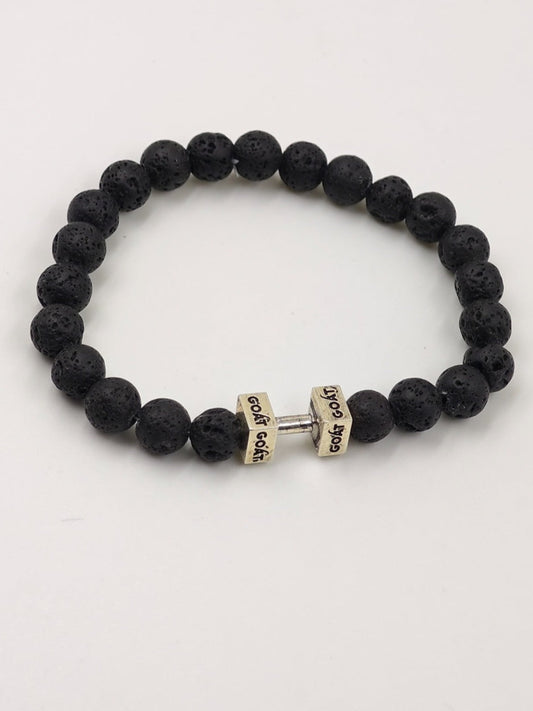 LAVA BEADED BAND WITH SILVER G.O.A.T SIGNATURE DUMBLE CLASP