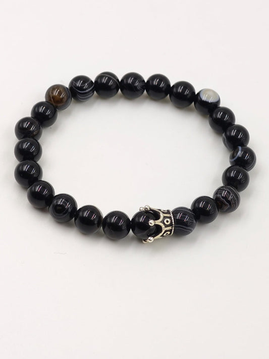 HAQUIQE BEADED BAND WITH SILVER CROWN CLASP