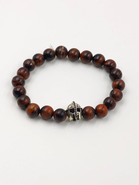 RED TIGER EYE WITH SILVER WARRIOR CLASP