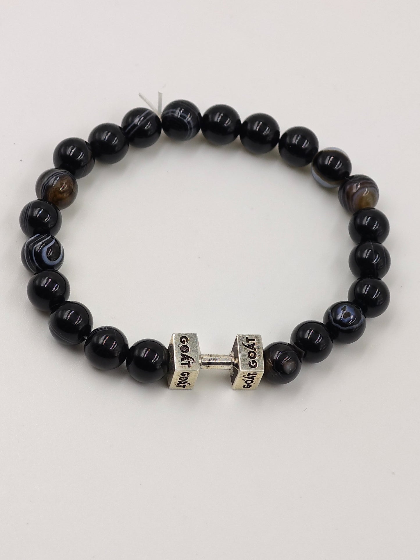 HAQUIQ BEADED BAND WITH SILVER G.O.A.T SIGNATURE DUMBLE CLASP