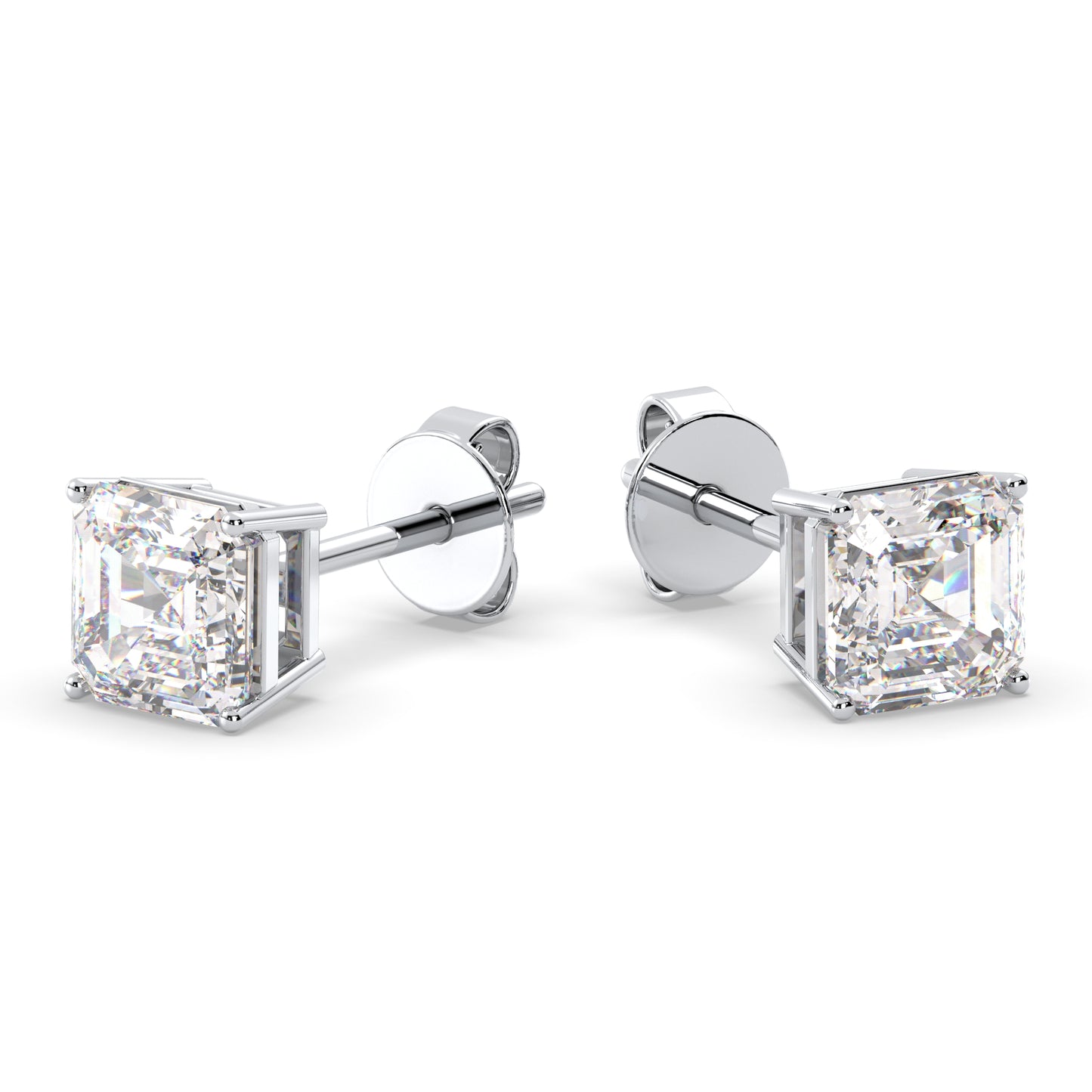 Asscher Cut Basket Stud Earrings