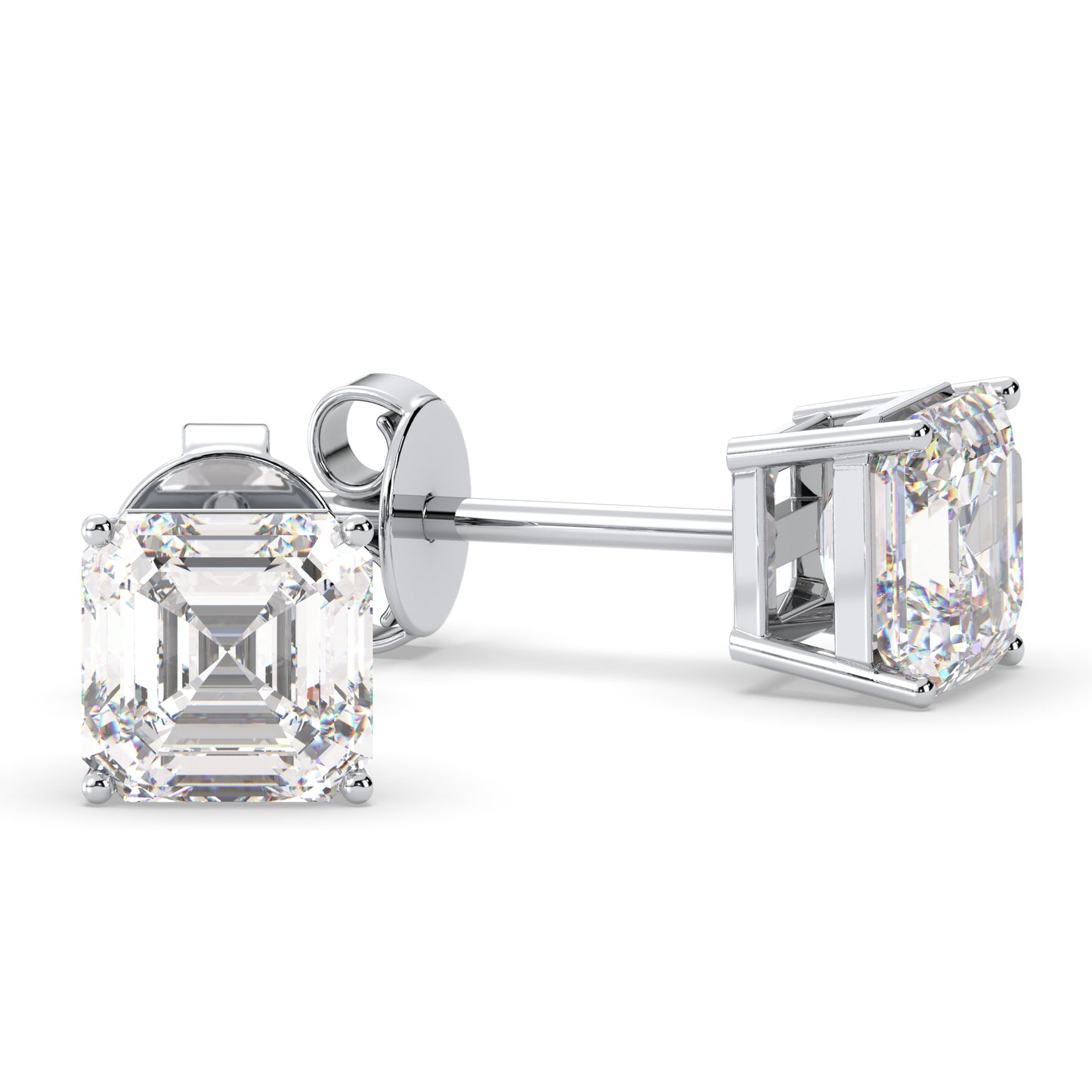 Asscher Cut Basket Stud Earrings