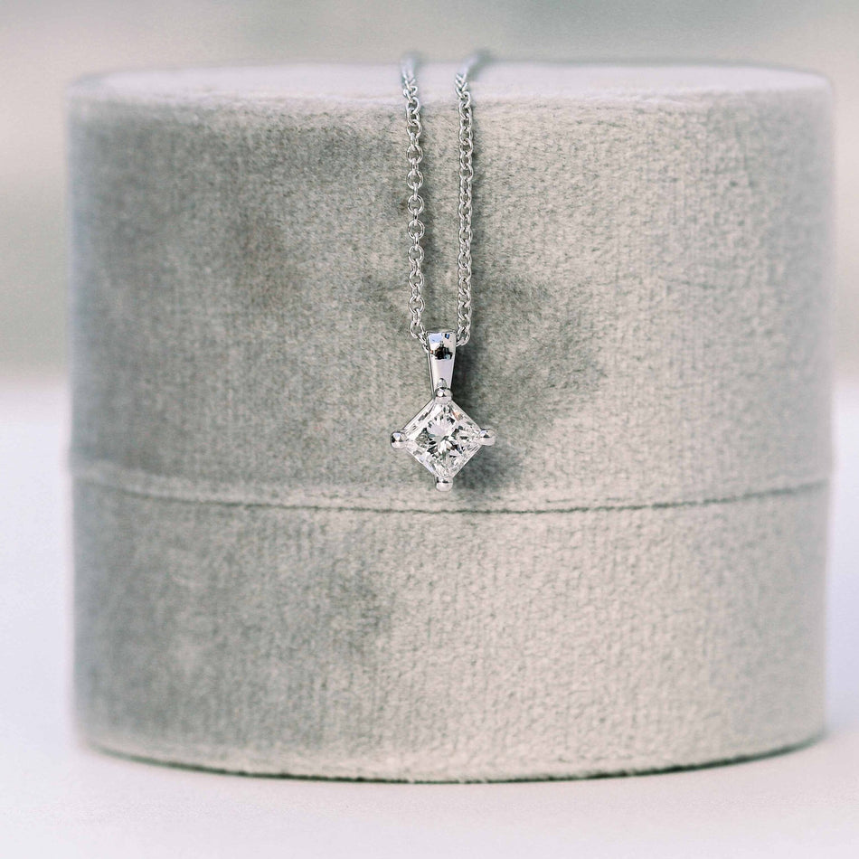 Princess Cut Solitaire Necklace