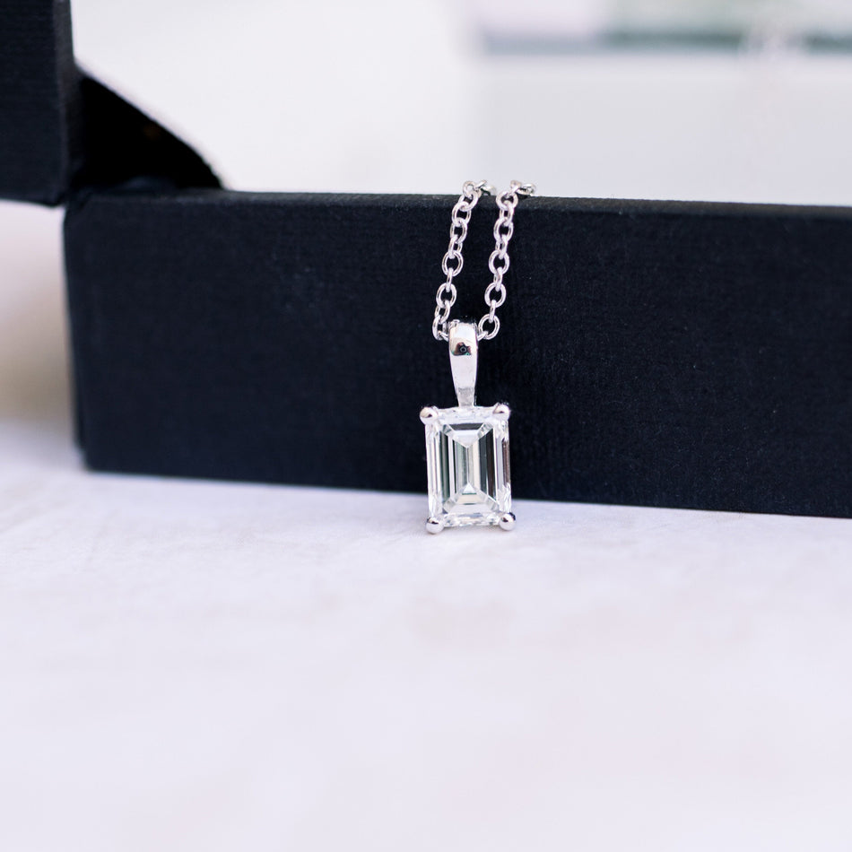 Emerald Cut Solitaire Necklace